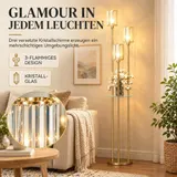 Stehlampe Wohnzimmer mit Regal, Glasschirmen, für Wohnzimmer, Gold – Bild 5