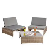Gartenset in grau Sitzgarnitur + 2 Sessel + Tisch Gartenmöbel Lounge Poly Rattan – Bild 1