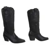 Used Look Damen Cowboyboots mit Reißverschluss Ital-Design 5356 in Schwarz – Bild 4