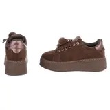 Damen Low-Top Sneaker mit Lochschnürung Ital-Design 3281 in Braun – Bild 5
