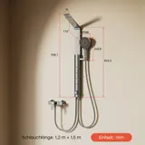 HOROW Regendusche System ohne Armatur, Grau Duschsystem mit Handbrause – Bild 9