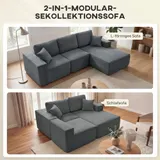 Ecksofa mit Schlaffunktion, L-Form 267 cm Schlafsofa mit Wurfkissen Dunkelgrau – Bild 5