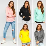 Kapuzenpullover Sweatshirt Sweatjacke Sport Kapuze Unifarben Damen BOLF Basic – Bild 2