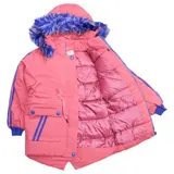 Kinder Mädchen Winterjacke Mantel Kapuze mit Kunstfell Reißverschluss Warm  – Bild 3