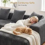 Corduroy Ecksofa L-Form mit Schlaffunktion -Wohnlandschaft- Schlafcouch Eckcouch – Bild 5