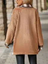 Damen Warme Plüsch Kapuzen Mantel Teddyfell Coat Fleecejacken Winterjacke DE – Bild 5