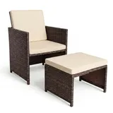 Gartenmöbelset 4 teilig Braun Rattan Outdoor Gartenlounge Balkonset Polyrattan – Bild 2