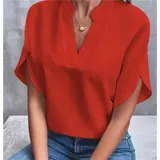 Damen T-Shirt Kurzarm V-Ausschnitt Hemd Bluse Freizeit Oberteile Tops Sommer DE – Bild 6