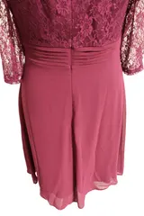 Sheego Kleid Rot große Größen Abendkleid Eventkleid 3/4Ärmel Aubergine Ballkleid – Bild 9