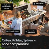 Outdoor Küche Gasgrill Edelstahl 6 Brenner 24,1 kW mit Spüle & Kühlschrank – Bild 4