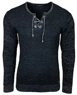 Herren Pullover Slim Fit Rundhals Strick-Pullover Longsleeve in Feinstrick B-132 – Bild 2