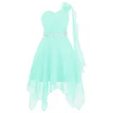 Kinder Festlich Prinzessin Blumenmädchenkleid Ein-Schulter Chiffon Abendkleid – Bild 2