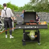 Outsunny Gasgrill 12,2 KW 3+1 Brenner BBQ Grillwagen aus Edelstahl inkl Rolle – Bild 2