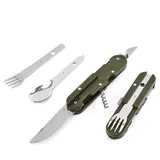 Campingbesteck Outdoorbesteck Bundeswehrbesteck Feldbesteck Faltbar Edelstahl – Bild 3