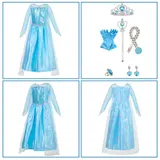 Karneval Kinder Eiskönigin Prinzessin Elsa Cosplay Kleid Party Mädchen Kostüme – Bild 21
