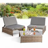 Gartenset in grau Sitzgarnitur + 2 Sessel + Tisch Gartenmöbel Lounge Poly Rattan – Bild 13