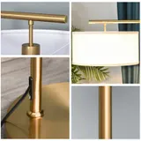 Stehlampe Stehleuchte E27 Sockel für Wohnzimmer Stahl Stoffschirm Goldoptik – Bild 8