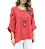 Italy Shirt Tunika Bluse mit Kette oversize Oberteil Neu DamenMode 44 46 48  #16 – Bild 3