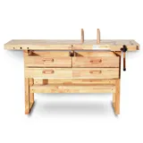 BAMATO Hobelbank WORK-1640 Massivholz Werkbank 8 Bankhaken Spannzange – Bild 7