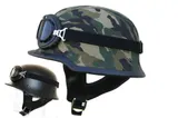Stahlhelm Wehrmachtshelm Halbschale mit Brille Motorradhelm Oldtimer Retro Helm  – Bild 6