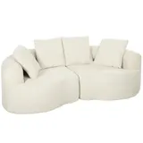 Sofa 3 Sitzer 207 cm Cloud Sofa mit Chenille-Optik, 68 cm Tiefe Sitze, Cremeweiß – Bild 1