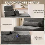 HOMCOM Schlafsofa Faltbarer Schlafsessel mit Kissen Cord-Optik Dunkelgrau – Bild 8