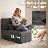 HOMCOM Schlafsofa Faltbarer Schlafsessel mit Kissen Cord-Optik Dunkelgrau – Bild 6