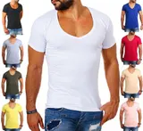 Herren basic T-Shirt Young & Rich extra tiefer V-Ausschnitt slimfit stretch 1315 – Bild 3