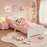 AIYAPLAY Kinderbett, 140x70 cm Kleinkindbett mit Rausfallschutz, Lattenrost Rosa – Bild 1