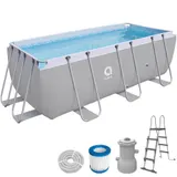 Pool 400x207x122cm Framepool Komplettset Leiter Pumpe Schwimmbad Schwimmbecken – Bild 1