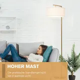 Stehlampe Stehleuchte E27 Sockel für Wohnzimmer Stahl Stoffschirm Goldoptik – Bild 5