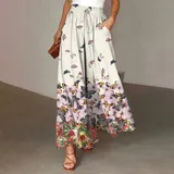 Damen Hosenrock Blumen Weites Bein Palazzohose Sommerhose Lange Hose Haremshose  – Bild 21
