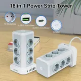 2 Meter, 12 Fach Steckdosenleiste 3 USB Mehrfachsteckdose Steckdosenturm Multi – Bild 2