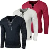 Herren Pullover Slim Fit Rundhals Strick-Pullover Longsleeve in Feinstrick B-132 – Bild 4