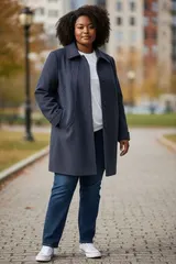 Damen Wollmantel  Wintermantel Winterjacke jeansblau Größe 56 – Bild 1