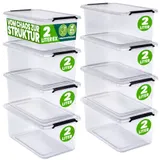 Deuba® Aufbewahrungsbox 8er-Set 20x15x12cm 2L transparent stapelbar BPA-frei – Bild 1