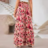 Damen Hosenrock Blumen Weites Bein Palazzohose Sommerhose Lange Hose Haremshose  – Bild 5