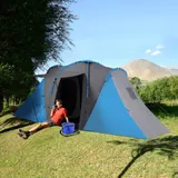 Outsunny Tunnelzelt Campingzelt für 4 Personen mit 2 Schlafzimmern Wohnbereich – Bild 1