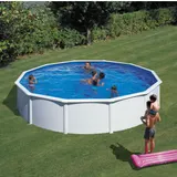 Stahlwandpool Gre GIANT Set rund 460x120cm Pool weiss Folie blau Leiter Skimmer – Bild 3