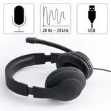 Hama Over Ear Stereo Headset HS-USB300 2m Kabel Mikrofon USB PC Office Kopfhörer – Bild 2