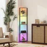HOMCOM LED Stehlampe 5-stufige dimmbar Stehleuchte mit Regal, RGB Farbwechsel – Bild 1