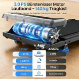 Laufband Für Zuhause mit Steigung 10% Elektrisch Klappbar Walking Pad bis 145kg – Bild 3