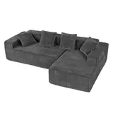 Ecksofa Wohnlandschaft mit Schlaffunktion - Cord Stoff - L-Form Couch Modulsofa – Bild 1