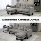 HOMCOM Ecksofa, Eck-Couch mit umkehrbarer Chaiselongue, Chenille-Optik, Braun – Bild 7