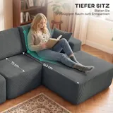 Ecksofa mit Schlaffunktion, L-Form 267 cm Schlafsofa mit Wurfkissen Dunkelgrau – Bild 7
