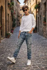 Jungen-Jeans  Denim Jogger-Style-Kinder-Jeans-Stretch-Hose~Gr.8-16~Neu~7379#k66 – Bild 2