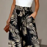 Damen Hosenrock Blumen Weites Bein Palazzohose Sommerhose Lange Hose Haremshose  – Bild 16