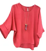 Italy Shirt Tunika Bluse mit Kette oversize Oberteil Neu DamenMode 44 46 48  #16 – Bild 4