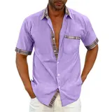 Herren T-Shirt Hemdshirt Kurzarm Blusehemd Hemden Freizeit Shirts Karierts Tops – Bild 12