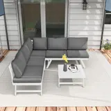 4-tlg. Gartenmöbel-Set, Balkonmöbel-Set mit Ecksofa, Doppelsofa, Refurbished – Bild 9